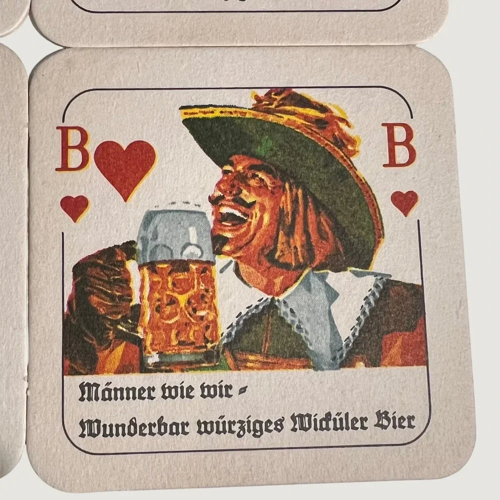 Wicküler Beer Coasters Cream Vintage Playing Card King Jack Set of 4